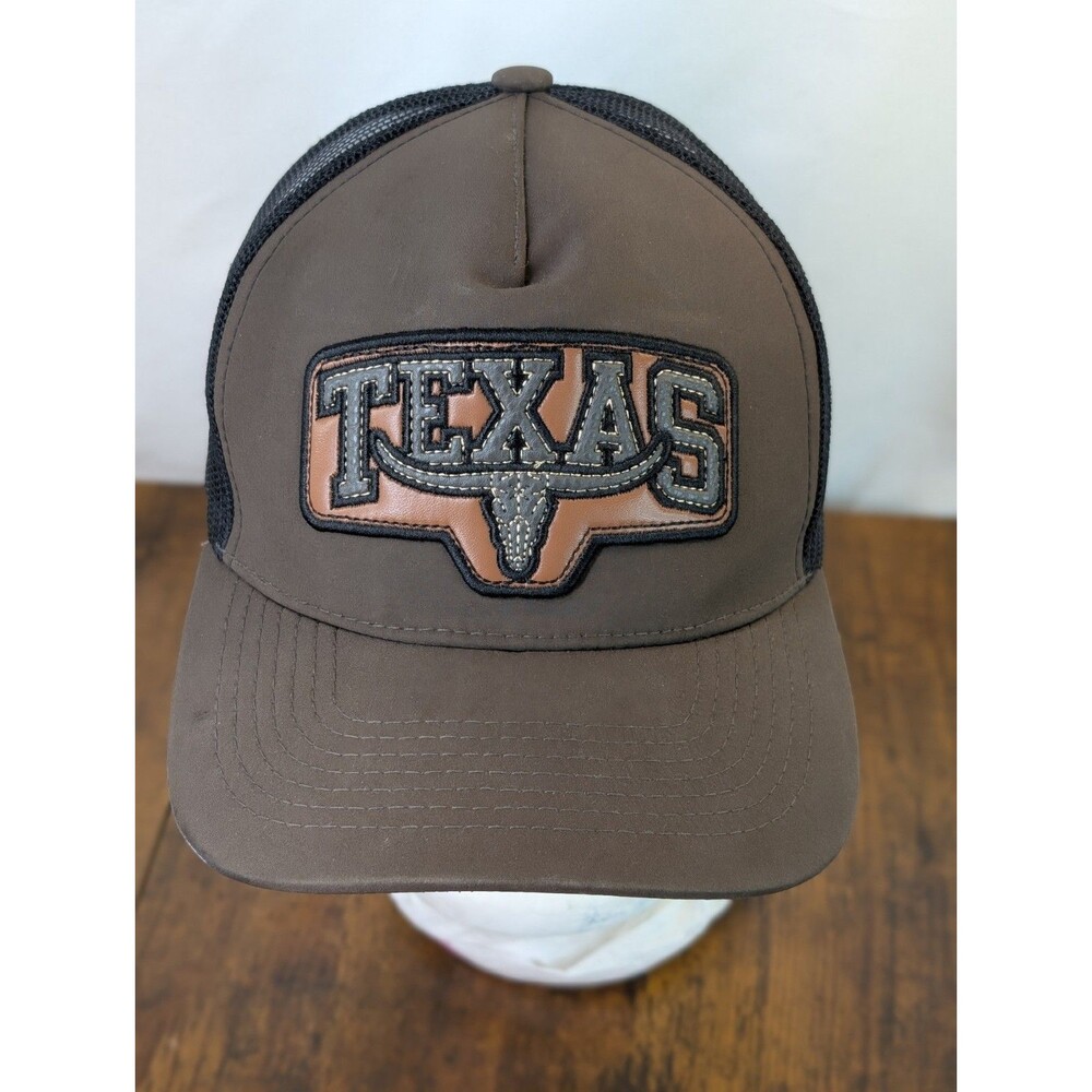 Black Eagle by Ace Cap Texas Longhorn Trucker Hat Snapback Brown Mesh Cap Vtg...